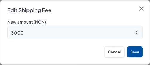 Setting the delivery fee for the order